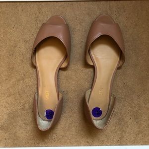 Peep Toe Beige/Tan Nine West flats, size 8.6